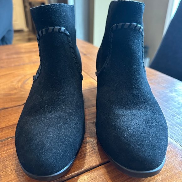 Jack Rogers | Dylan Suede Leather Boot Bootie Black Women 9 Side Zip Tassel Pull - Picture 4 of 13